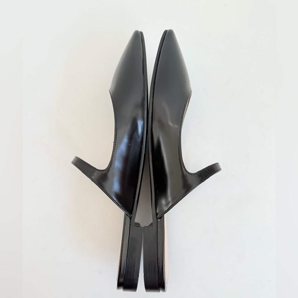 Prada Black Spazzolato Leather Mary Jane Mules Pointed Toe flats EU 37.5 - Picture 4 of 8